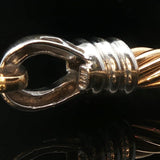 14k Yellow and White Gold 12.2g Diamond Buckle Spiral Bangle Bracelet 6.75"