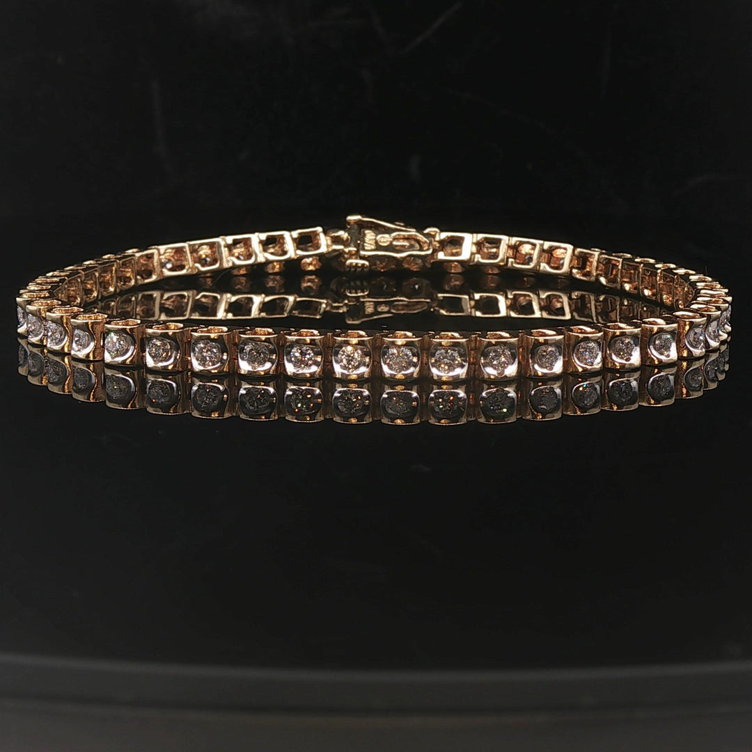 14k Yellow Gold and 1cttw Diamond 13g Vintage Tennis Bracelet 7.25"