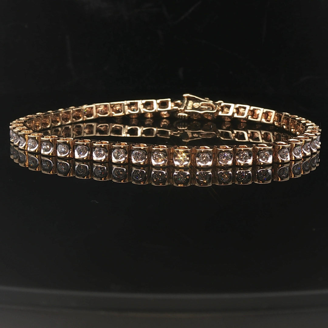 14k Yellow Gold and 1cttw Diamond 13g Vintage Tennis Bracelet 7.25"