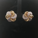 18k Yellow and White Gold 2cttw Diamond Vintage Floral Spiral Stud Earrings