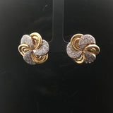 18k Yellow and White Gold 2cttw Diamond Vintage Floral Spiral Stud Earrings