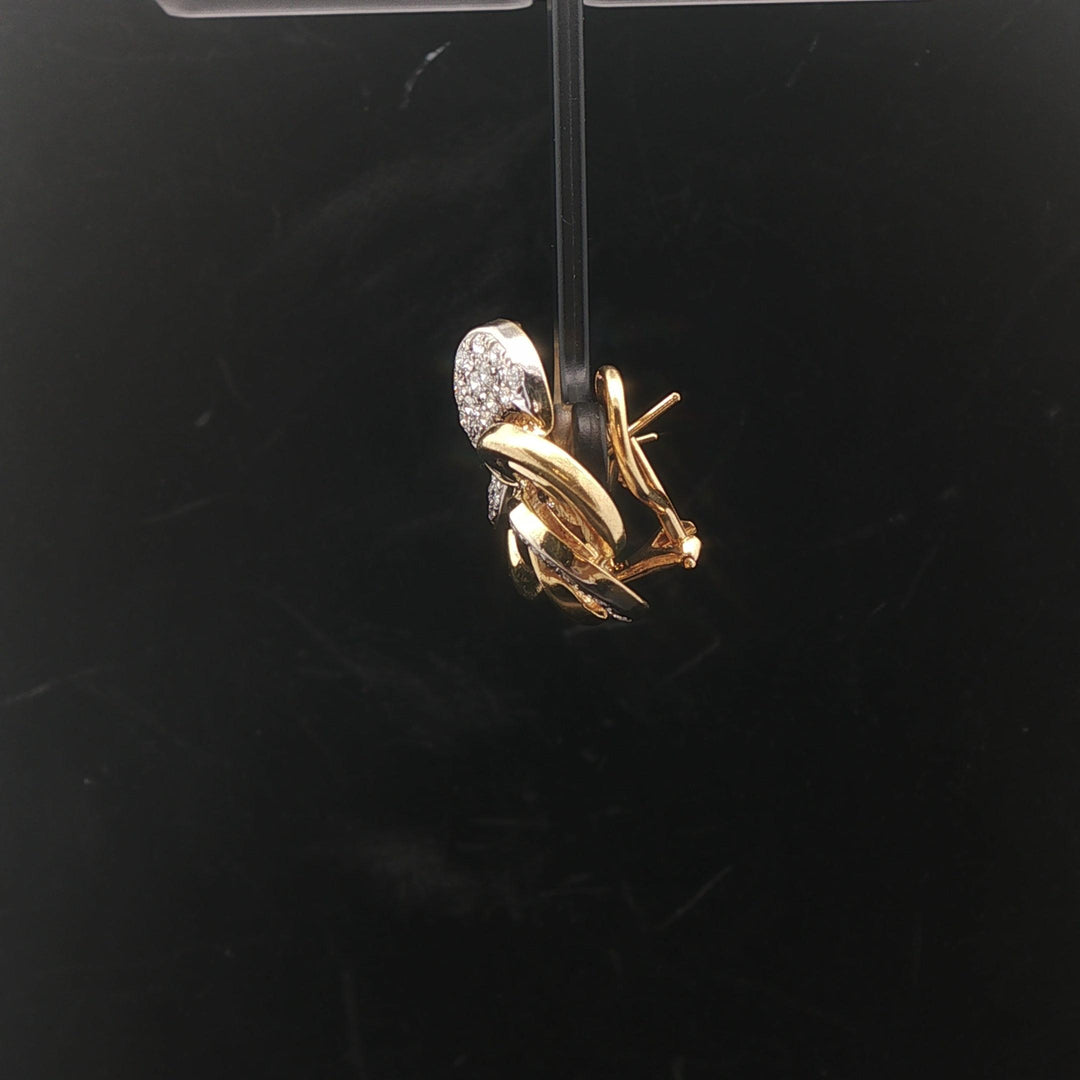 18k Yellow and White Gold 2cttw Diamond Vintage Floral Spiral Stud Earrings