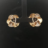 18k Yellow and White Gold 2cttw Diamond Vintage Floral Spiral Stud Earrings