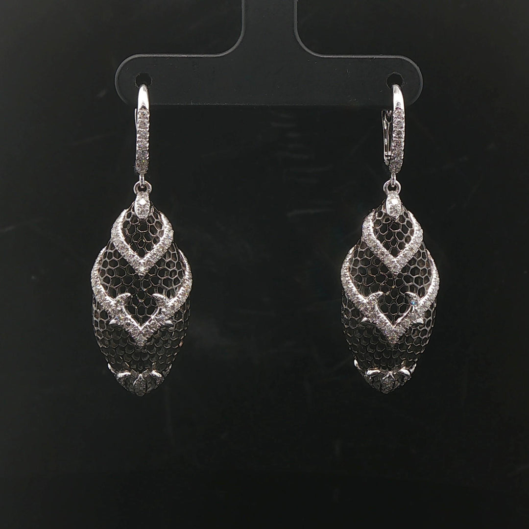 Gabriel & Co. 18k White Gold and 0.70cttw Diamond Drop Dangle Earrings 1.8"