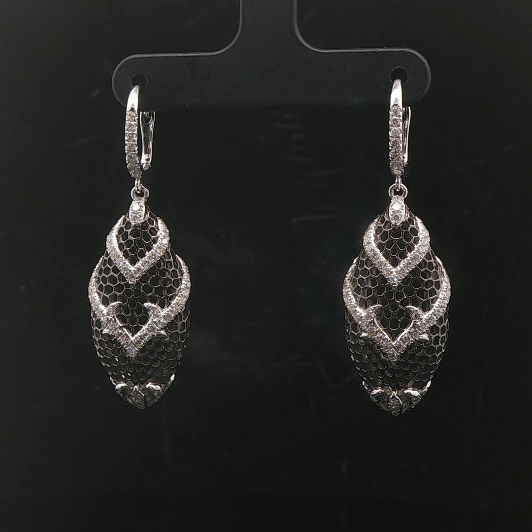 Gabriel & Co. 18k White Gold and 0.70cttw Diamond Drop Dangle Earrings 1.8"