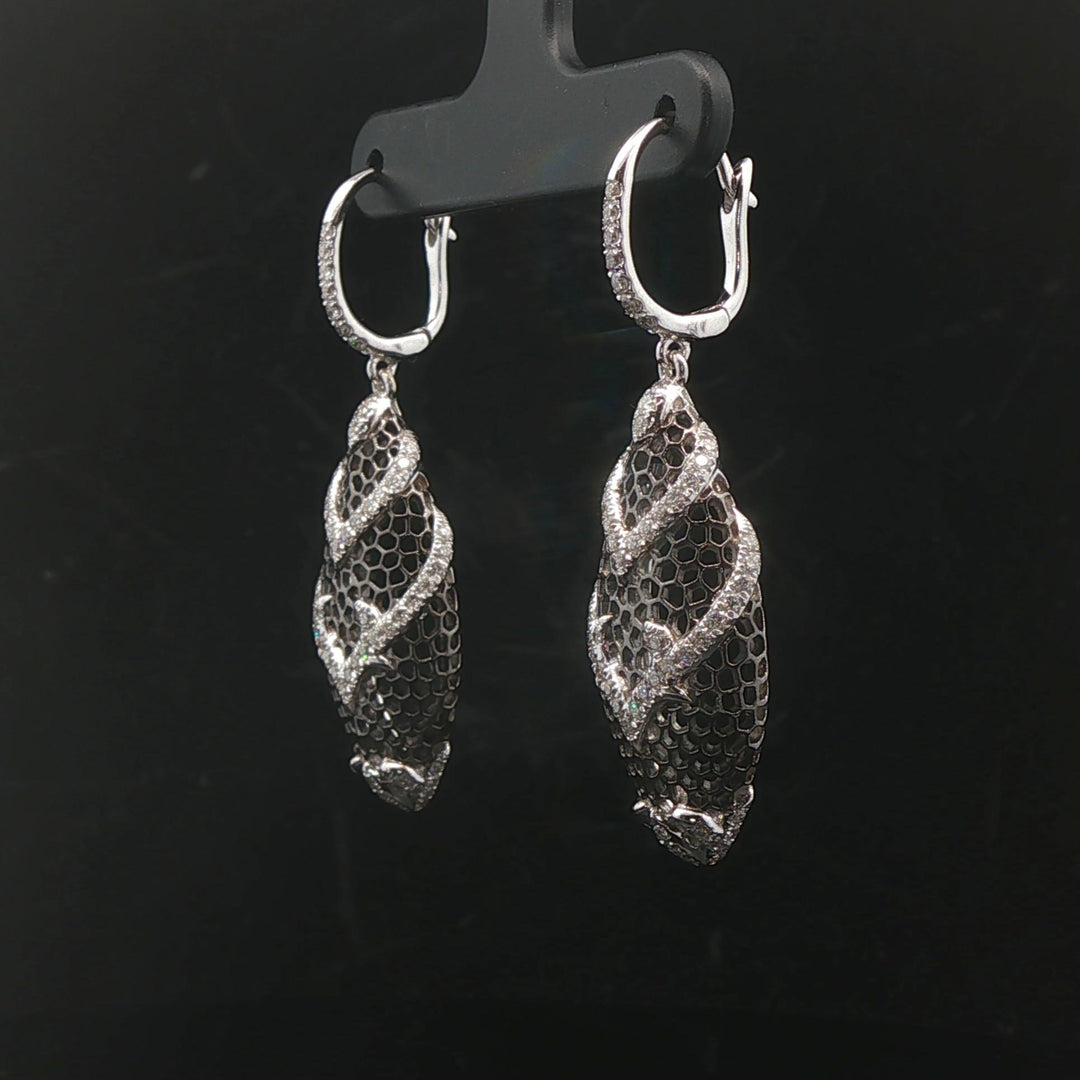 Gabriel & Co. 18k White Gold and 0.70cttw Diamond Drop Dangle Earrings 1.8"