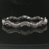 18k White Gold and 2.7cttw Diamond Heavy 25.7g Wave Bangle Bracelet 7"