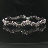 18k White Gold and 2.7cttw Diamond Heavy 25.7g Wave Bangle Bracelet 7"