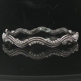 18k White Gold and 2.7cttw Diamond Heavy 25.7g Wave Bangle Bracelet 7"