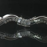 18k White Gold and 2.7cttw Diamond Heavy 25.7g Wave Bangle Bracelet 7"