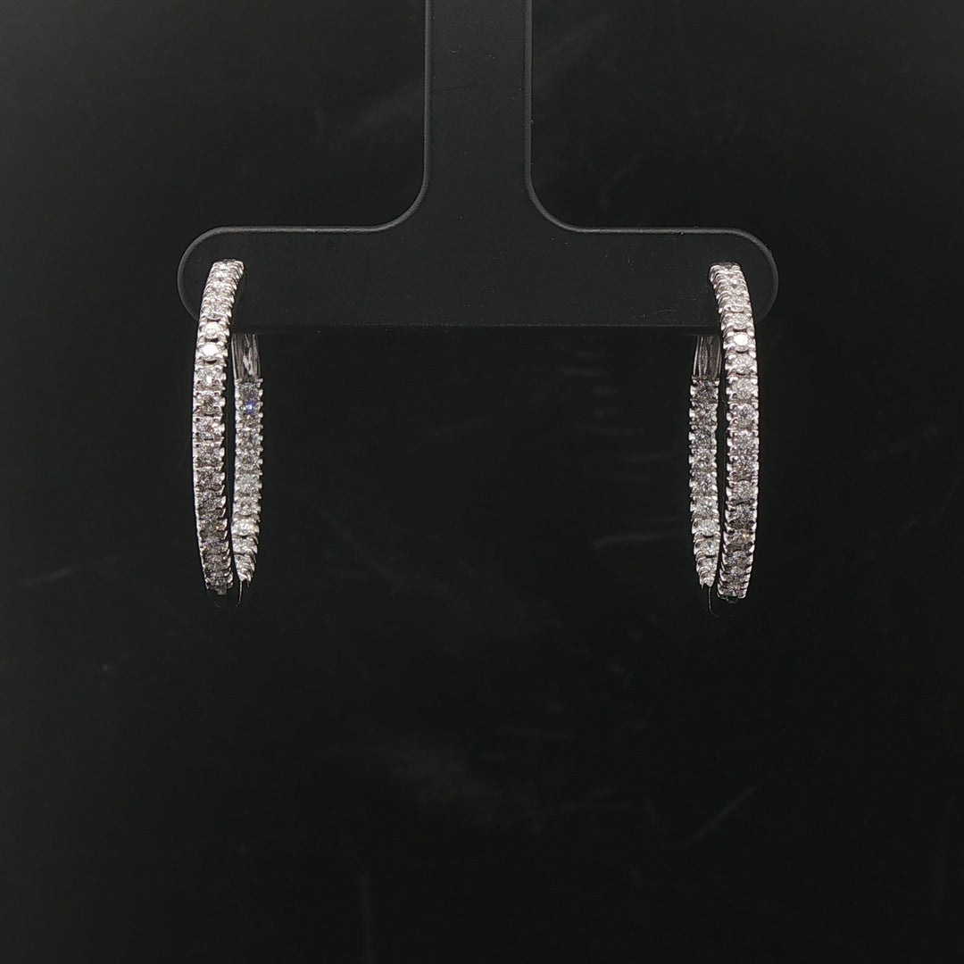 18k White Gold and 1cttw Diamond Inside Out Hoop Earrings 1"
