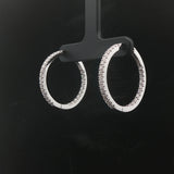 18k White Gold and 1cttw Diamond Inside Out Hoop Earrings 1"