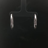 18k White Gold and 1cttw Diamond Inside Out Hoop Earrings 1"