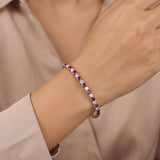 14k White Gold Ruby and 0.75cttw Diamond Solid Bangle Bracelet 6.25"