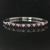 14k White Gold Ruby and 0.75cttw Diamond Solid Bangle Bracelet 6.25"