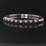 14k White Gold Ruby and 0.75cttw Diamond Solid Bangle Bracelet 6.25"