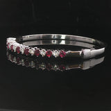 14k White Gold Ruby and 0.75cttw Diamond Solid Bangle Bracelet 6.25"
