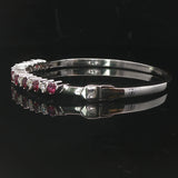 14k White Gold Ruby and 0.75cttw Diamond Solid Bangle Bracelet 6.25"