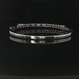 14k White Gold Ruby and 0.75cttw Diamond Solid Bangle Bracelet 6.25"