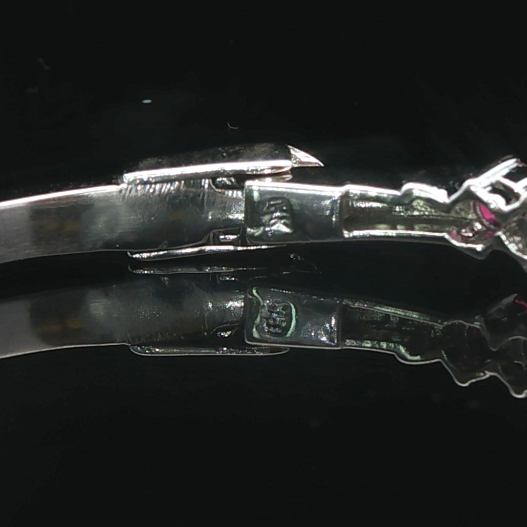 14k White Gold Ruby and 0.75cttw Diamond Solid Bangle Bracelet 6.25"