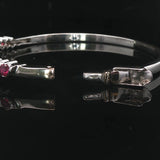 14k White Gold Ruby and 0.75cttw Diamond Solid Bangle Bracelet 6.25"