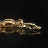 14k Yellow Gold and 4.5cttw Blue and White Diamond Bar Link Bracelet 7.25"