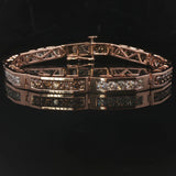 14k Rose Gold and 5cttw Champagne and White Diamond Bar Link Bracelet 6.5"