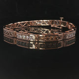 14k Rose Gold and 5cttw Champagne and White Diamond Bar Link Bracelet 6.5"