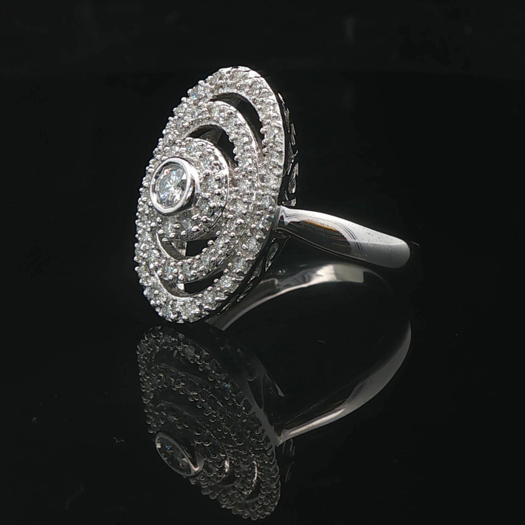 14k White Gold and 1cttw Diamond Multi Halo Ring Size 7