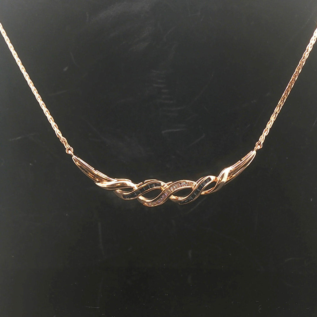 14k Yellow Gold Sapphire and Diamond 7.7g Ladies Pendant Necklace 16"