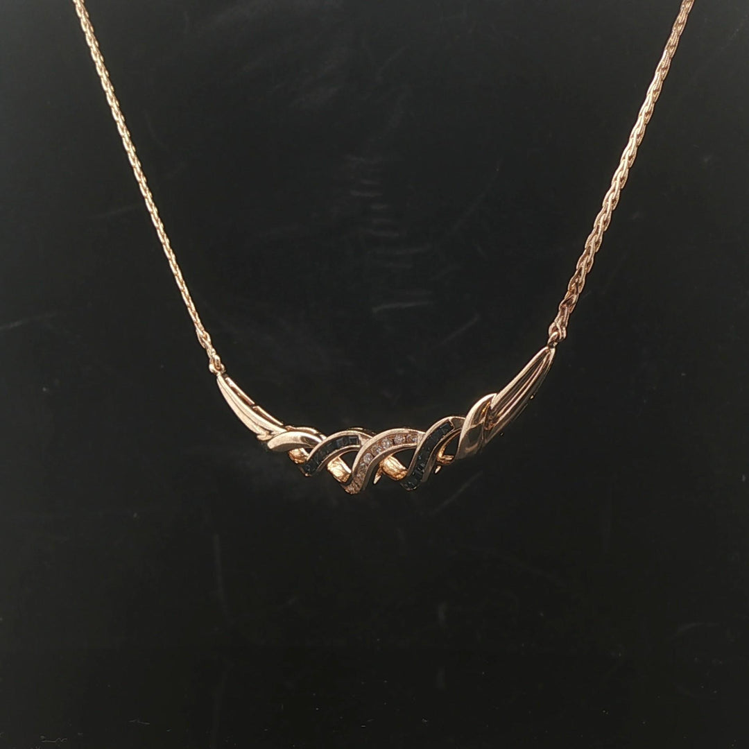 14k Yellow Gold Sapphire and Diamond 7.7g Ladies Pendant Necklace 16"