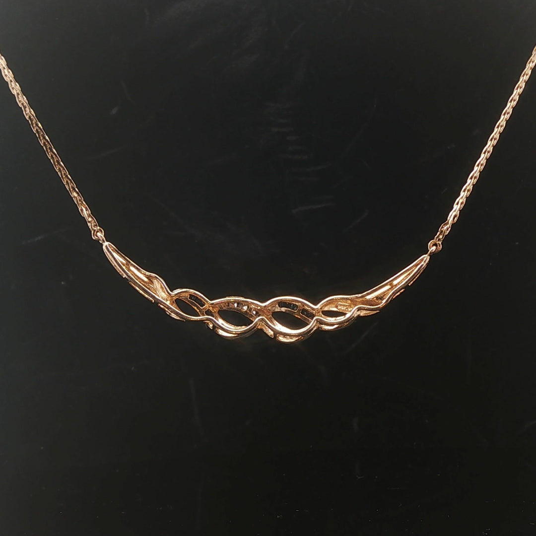 14k Yellow Gold Sapphire and Diamond 7.7g Ladies Pendant Necklace 16"