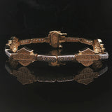 14k Yellow Gold and 1cttw Diamond Vintage Harley Davidson Link Bracelet 7.5"
