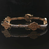14k Yellow Gold and 1cttw Diamond Vintage Harley Davidson Link Bracelet 7.5"