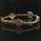 14k Yellow Gold and 1cttw Diamond Vintage Harley Davidson Link Bracelet 7.5"
