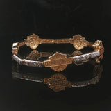 14k Yellow Gold and 1cttw Diamond Vintage Harley Davidson Link Bracelet 7.5"