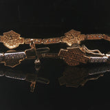 14k Yellow Gold and 1cttw Diamond Vintage Harley Davidson Link Bracelet 7.5"