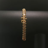 14k Yellow Gold and 3cttw Diamond Vintage S Link Tennis Bracelet 7.25"