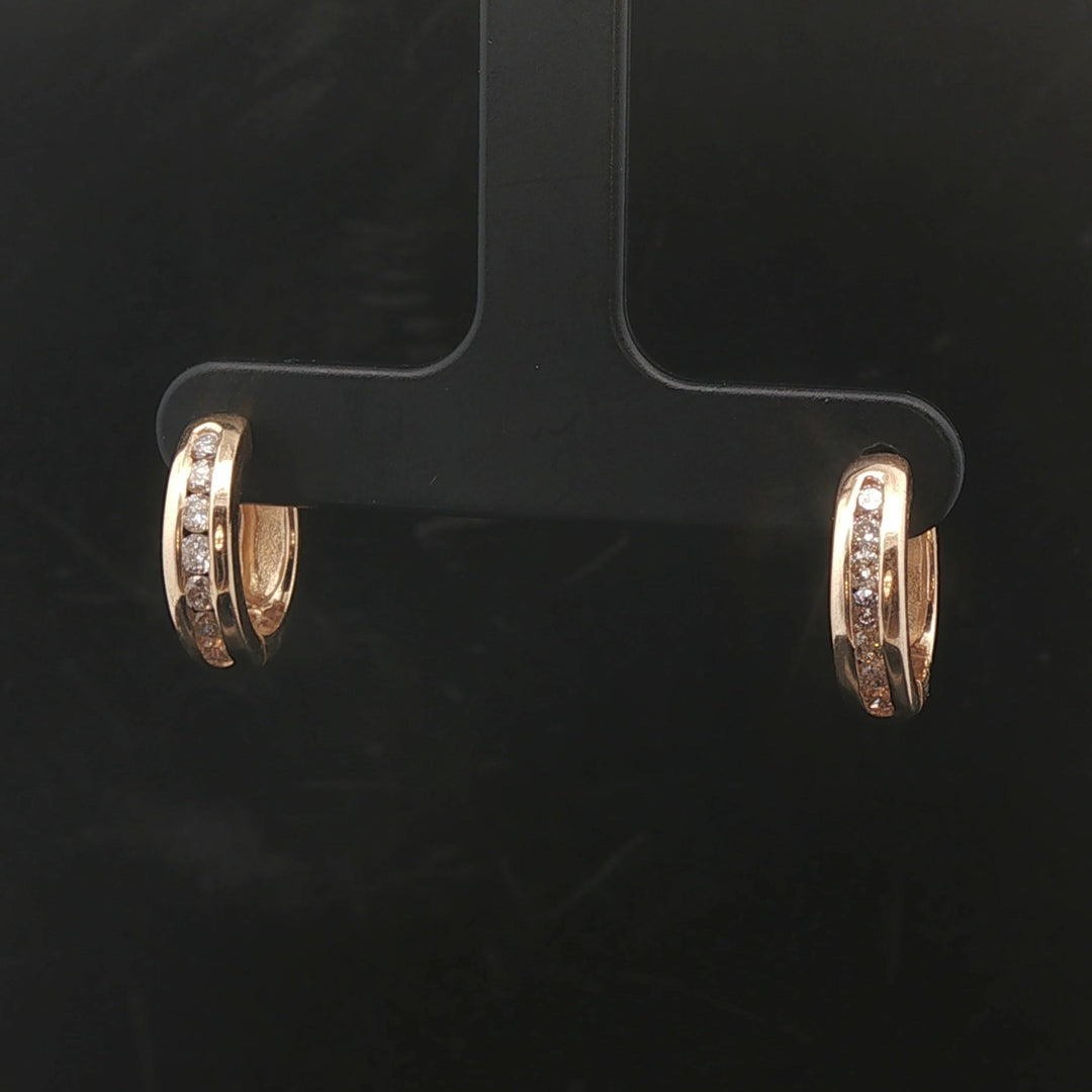 14k Yellow Gold and 0.25cttw Diamond Huggie Earrings
