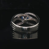 18k White Gold Ceylon Sapphire and 1cttw Diamond Crossover Band Ring Size 8.5