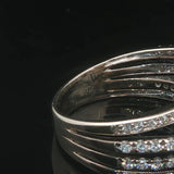 18k White Gold Ceylon Sapphire and 1cttw Diamond Crossover Band Ring Size 8.5