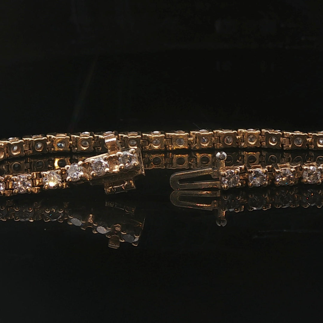 14k Yellow Gold and 2.5cttw Diamond Vintage Tennis Bracelet 7"