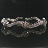 18k White Gold and 3cttw Diamond Heavy Cuff Bracelet 6.5"