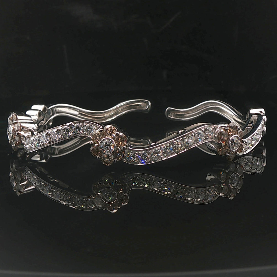 18k White Gold and 3cttw Diamond Heavy Cuff Bracelet 6.5"