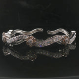 18k White Gold and 3cttw Diamond Heavy Cuff Bracelet 6.5"