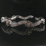 18k White Gold and 3cttw Diamond Heavy Cuff Bracelet 6.5"