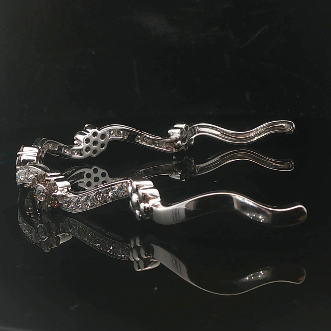 18k White Gold and 3cttw Diamond Heavy Cuff Bracelet 6.5"