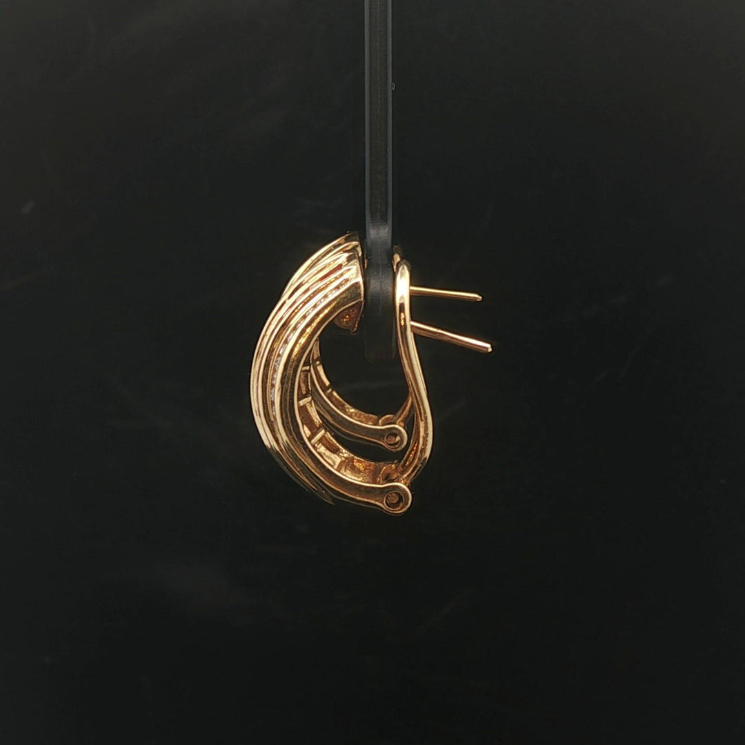 18k Yellow Gold Multi Gemstone and Diamond 12.4g Huggie Earrings