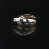 18k Yellow and White Gold Solid Diamond Crossover Band Ring Italy Size 6