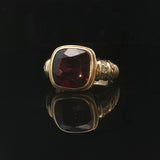 Judith Ripka 18k Yellow Gold Garnet and Diamond Greek Key Ring Size 9